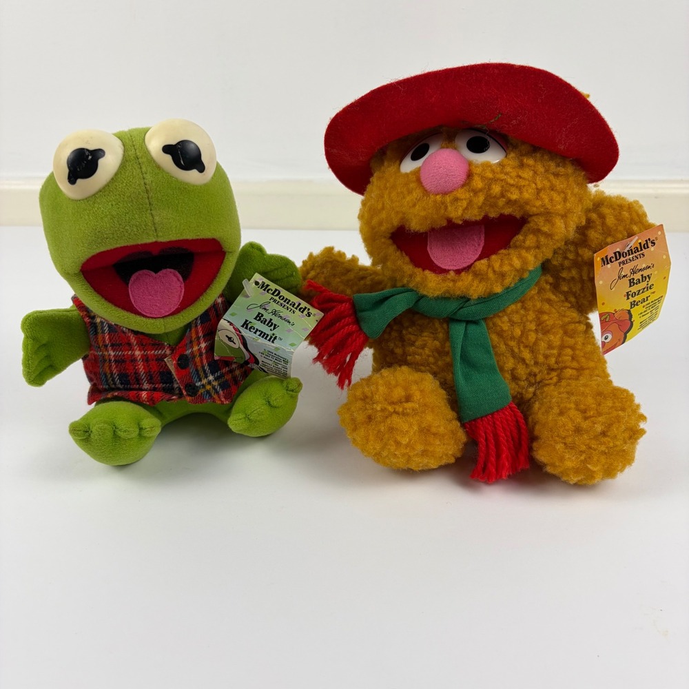 Vintage 1987 McDonald's Muppet Babies Plush Baby Kermit and Fozzie Bear Set